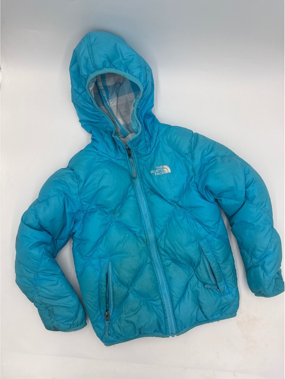 The North Face Girl's Reversible Hooded Puffer Jacket Size S (7/8)